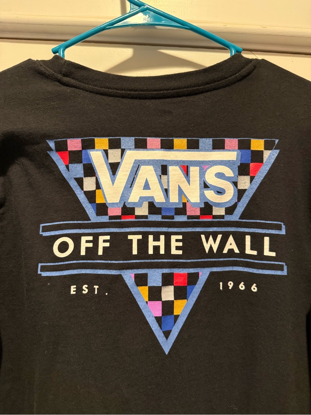 Vans "Off The Wall" Graphic Tee - Black with Multicolor Checker Mens L